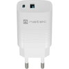 Адаптер Natec USB Charger  Ribera Gan 1X USB-A + 1X USB-C 30W, White