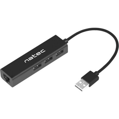 USB хъб Natec usb 2.0 hub dragonfly 3x port usb 2.0 usb+rj45