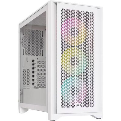 Кутия Corsair iCUE 4000D RGB Airflow Mid Tower, Tempered Glass, Бяло