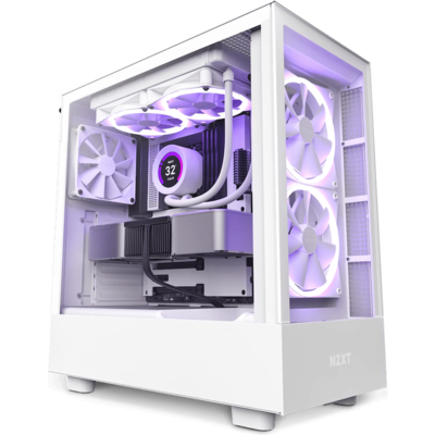 Кутия NZXT H5 Elite Matte White, Tempered Glass, Mid-Tower