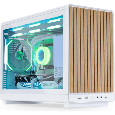 Кутия Lian Li DAN A3-mATX Wood Edition White, Tempered Glass, Micro Tower