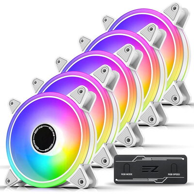 Комплект вентилатори EZDIY-FAB Moonlight White RGB PWM 120mm - 5 Pack