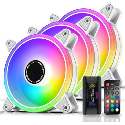 Комплект вентилатори EZDIY-FAB Moonlight White RGB PWM 120mm - 3 Pack