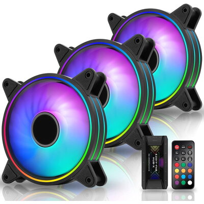 Комплект вентилатори EZDIY-FAB Moonlight Black RGB PWM 120mm - 3 Pack