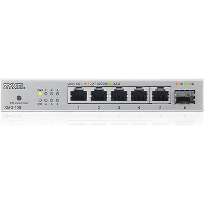 Комутатор ZyXEL XMG-105 5 Ports 2,5G + 1 SFP+ MultiGig unmanaged Desktop Switch