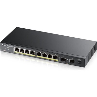 Комутатор ZyXEL GS1100-10HP, 10-port Desktop Gigabit Ethernet switch: 8x Gigabit metal + 2x SFP, 802.3az (Green), PoE 802.3at (H