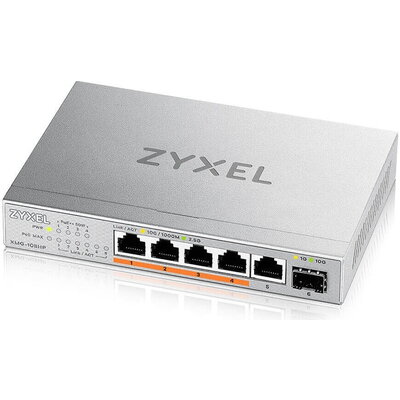 Комутатор ZyXEL XMG-105 5 Ports 2,5G + 1 SFP+, 4 ports 70W total PoE++ Desktop MultiGig unmanaged Switch