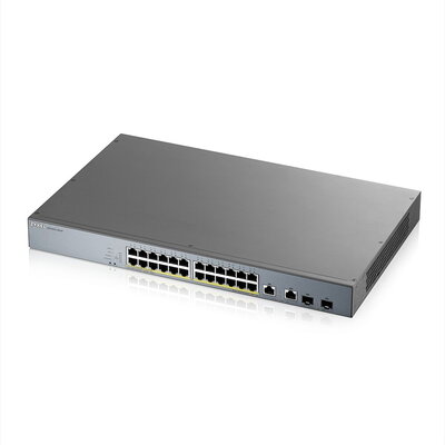 Комутатор ZyXEL GS1350-26HP, 26 Port managed CCTV PoE switch, long range, 375W