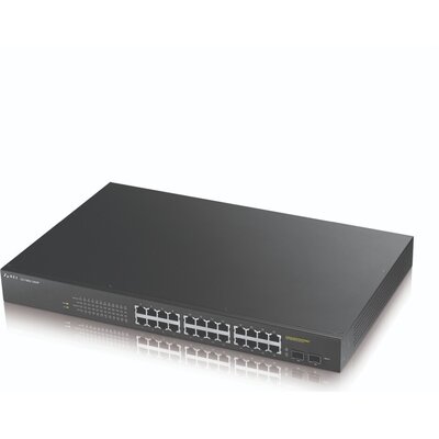 Комутатор Zyxel GS1900-24HP v2, 24-port GbE L2 PoE Smart Switch, rackmount, 170 Watt