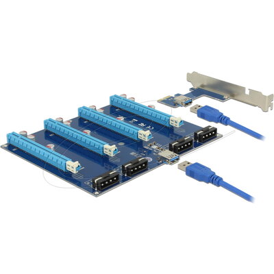 Конвертор Delock Riser Card PCI Express x1 > 4 x PCIe x16 with 60 cm USB cable