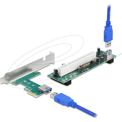 Delock Riser card PCI Express Card x 1 към 1 x PCI 32 Bit Slot с кабел 60 cm