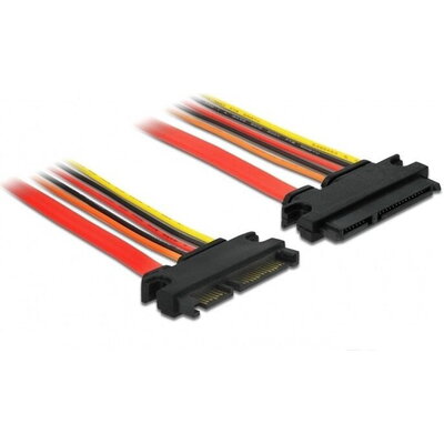 Удължителен кабел SATA III DeLock, SATA 6 Gb/s 22 pin мъжко - SATA 22 pin женско, (3.3 V + 5 V + 12 V), 20 cm