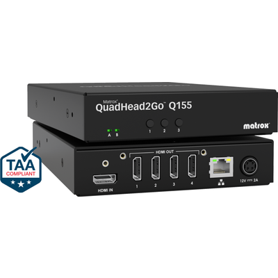 Външен мулти-дисплей адаптер Matrox QuadHead2GO Q155 Multi-Monitor Q2G-H4K2 за едновременна работа на 4 мониторa с HDMI вход