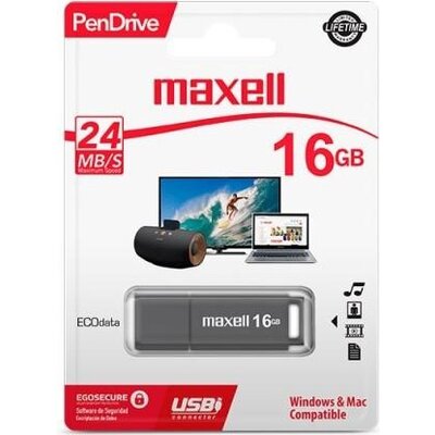 USB памет MAXELL PenDrive, 16 GB, Сив