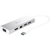 6-портов хъб j5create Mini Dock JUD380, USB 3.0, Gigabit Ethernet, HDMI, VGA, USB-B, Бял