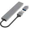 HAMA USB хъб, 4 порта, USB 3.2 Gen 1, 5 Gbit/s, ултратънък, вкл. USB-C адаптер