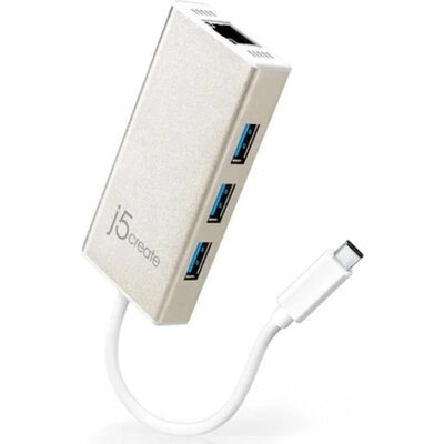 Хъб 3-портов J5create JCH471, USB-C 3.1, USB-A 3.0, Gigabit Ethernet