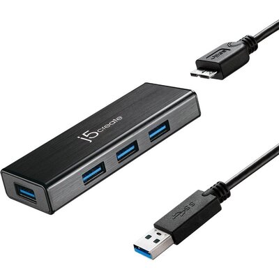 Хъб 4-портов J5 Create JUH340 USB 3.0, 1:4,Черен