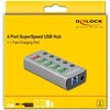 USB хъб Delock 3.2 Gen 1, 4 x USB-A, 1 Fast Charging Port, 1 x USB-B, Подсветка, Сив