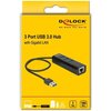 USB хъб Delock, 3 x USB 3.0 + 1 порт Gigabit LAN, Черен