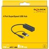 USB хъб Delock 63828, 3.2 Gen 1, 4 x USB-A, USB-C, USB-A конектор, Черен