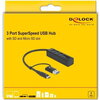 USB хъб Delock 63859, 3.2 Gen 1, 3 x USB-A, SD и MicroSD четец на карти, USB-C, USB-A конектор, Черен