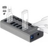 USB хъб Delock 7 x USB-A, 1 x USB-B, 5 Gbps, Превключвател, LED индикатор, Сив