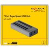 USB хъб Delock 7 x USB-A, 1 x USB-B, 5 Gbps, Превключвател, LED индикатор, Сив