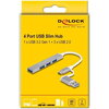 USB хъб Delock, USB-C / USB-A - 3 x USB-A 2.0 + 1 x USB-A 5 Gbps