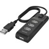 USB хъб HAMA, С бутон вкл./изкл., USB 2.0, 1:4, 480 Mbit/s, черен