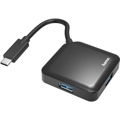 USB хъб HAMA, USB-C 4-портов, USB 3.2 Gen 1, 5 Gbit/s, Черен