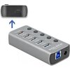 USB хъб Type-C Delock 4 x USB-A, 1 Fast Charging Port, 1 x USB-B, 1 x USB-C PD, Подсветка, Сив