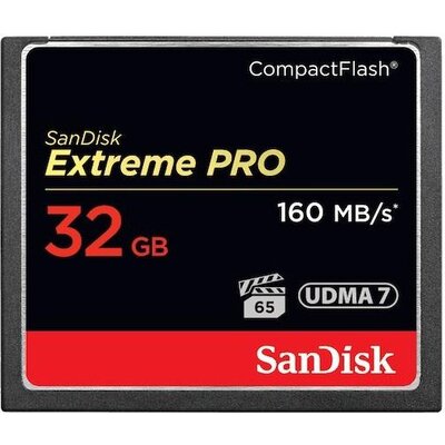 Карта памет SANDISK Extreme PRO, CompactFlash, 32GB VPG-65, 160 Mb/s