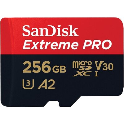 Карта памет SANDISK Extreme PRO microSDXC, 256GB, Class 10 U3, A2, V30 с адаптер до SD