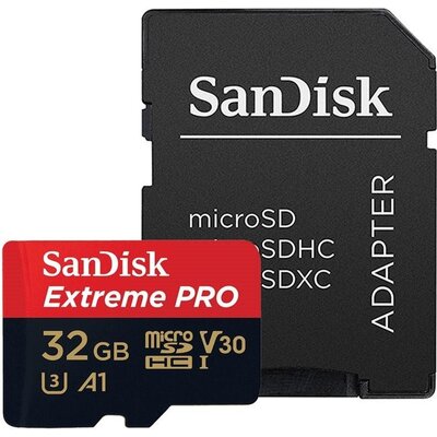 Карта памет Sandisk Extreme® Pro microSDHC Card, 32GB, SD Adapter, Class 10, A1, V30, UHS-I, U3, 100Mb/s