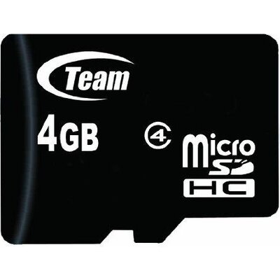 Карта памет TEAM micro SDHC, 4GB, Class 4 с SD адаптер