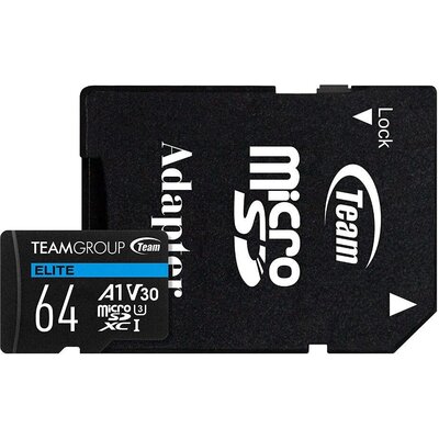 Карта памет Team Group A1 microSDXC 64GB, UHS-I Class 3, V30, SD Адаптер