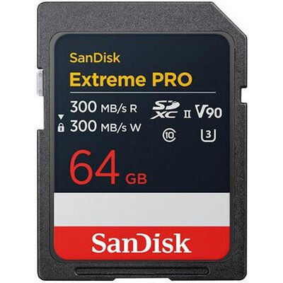 SanDisk Карта памет Extreme Pro SDXC 64GB 300MB/s & 300Mb/s Class 10 V90 UHS-II