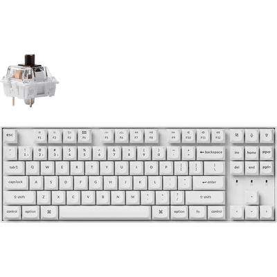 Геймърска механична клавиатура Keychron K8 Pro White QMK/VIA TKL K Pro(Hot Swappable) Brown Switch RGB Backlight Plastic Frame