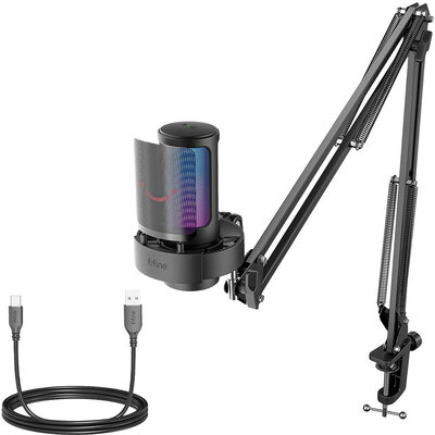 Микрофон със стойка FIFINE A8T RGB - Black