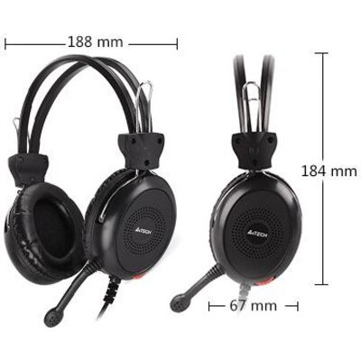 Слушалки A4TECH HU-30, Стерео, USB, Черни