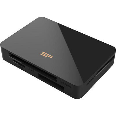 Четец за карти Silicon Power "All-in-One", SD/MMC, microSD, CF, MS Series, Черен