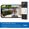 TP LINK нтелигентен видео звънец за врата Tapo D210, 2K QHD (2560×1440),160° зрителен ъгъл, microSD до 512 GB, 2.4Ghz, AI-разпоз
