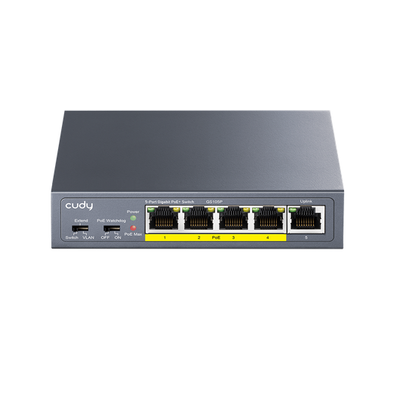Суич Cudy GS105P , 5x портов POE метален корпус+Switch 36W, неуправляем