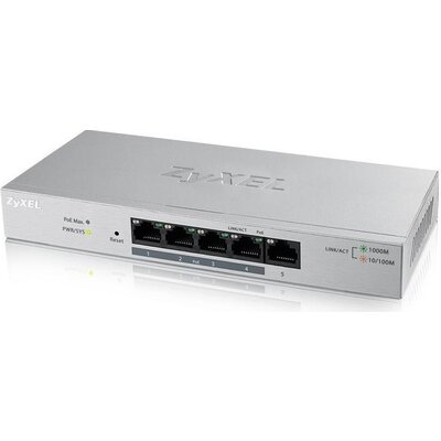 Суич 5-портов ZyXEL GS-1200-5HPV2, Web Managed, Gigabit, PoE