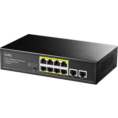 Суич Cudy FS1010PG, 8 портов, 10/100, PoE+ Switch 120W, 2 x Uplink порта