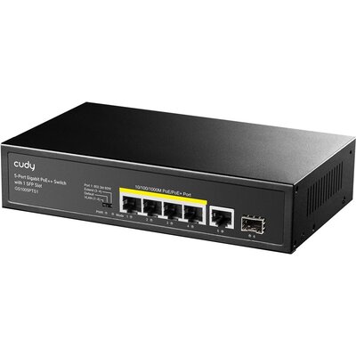 Суич Cudy GS1005PTS1, 5 портов, 10/100/1000, PoE+ Switch 120W, 1 SFP Slot