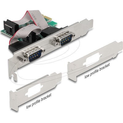 Delock PCI Express х 1 карта към 2 x сериен порт RS-232 мъжки, Low Profile