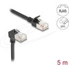 Мрежов кабел Delock RJ45 Cat.6A S/FTP Slim под ъгъл 90° / прав 5 m, черно
