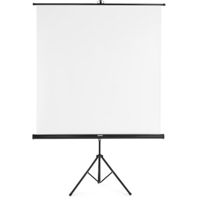 Екран на стойка 155x155 cm, 2 в 1, мобилен комплект, телескопична тръба, бял